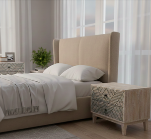 Table de chevet moderne en bois massif avec 2 tiroirs – Durable, élégante et fabriquée à la main pour appartement, chambre, salon, bureau à domicile - Product Image 6