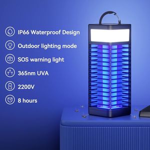 ที่ดักยุง LED แบบชาร์จไฟได้พร้อมตะขอไฟสำหรับตั้งแคมป์กับดักแมลงวัน - Product Image 1
