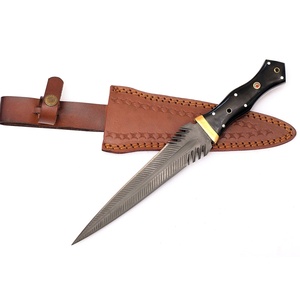 Couteau à désosser Jexmoo fait main en acier Damas avec manche en acier Damas et étui en cuir, cadeau idéal pour le camping et la chasse - Product Image 6
