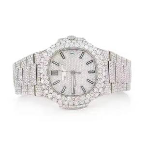 Reloj de Diamantes Completamente Blanco con Incrustaciones de Alta Calidad para Exportación, con Acero Inoxidable para Hombre, Accesorios de Moda Disponibles a un Precio Accesible - Product Image 3