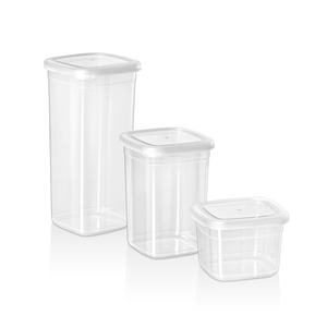 Tall Transparent Eco-Friendly PP <b>Large</b> Capacity Food Storage Container Set 3 Airtight Stackable Spice Dry Food Lids Kitchen - Product Image 1