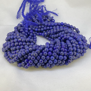 Piedra de lapislázuli azul natural Collar de piedras preciosas con cuentas redondas lisas Proveedores semipreciosos pulidos a precio mayorista - Product Image 1