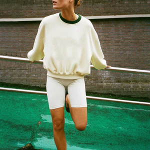 Sudadera con capucha y cuello redondo para mujer, jersey con estampado personalizado y bordado de tela de rizo respetuoso con el medio ambiente - Product Image 3