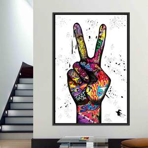 Peace Sign Graffiti Art: Personalized Printed <b>Canvas</b> Wall Decor,BLACK <b>FRAMED</b> <b>CANVAS</b> - Product Image 1