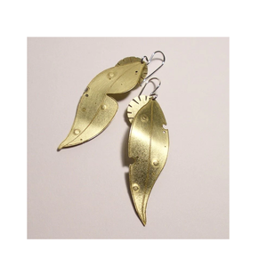 Boucles d'oreilles en laiton naturel martelé 100% Collection vente directe d'usine boucles d'oreilles de mode Design classique - Product Image 3