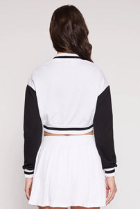 Nueva Chaqueta corta con letras de alta calidad para mujer, chaqueta transpirable de Hip Hop con logotipo bordado de chenilla personalizado - Product Image 6