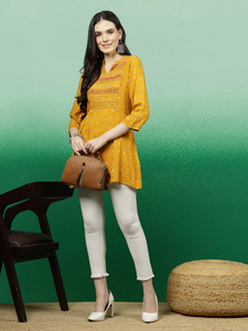 ชุดเดรสลำลองสไตล์ชาติพันธุ์ทันสมัย ผ้าเรยอนปักลายสวยงาม แขนยาวหรือสั้น  ชุดมินิคุर्ติสสำหรับฤดูร้อน เสื้อคลุมทูนิค ชุดทำงาน  ไซส์พลัส - Product Image 6