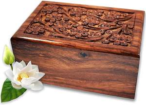 Urna de madera de recuerdo hecha a mano para cenizas, urnas grandes para cenizas humanas, ataúd pensativo y conmemorativo decorativo, tributo perfecto - Product Image 2