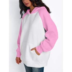 Último diseño, suéter con capucha para mujer, sudaderas con capucha, patrón sólido, sudadera de invierno, cuello forrado, estilo informal, 100% algodón de talla grande - Product Image 6