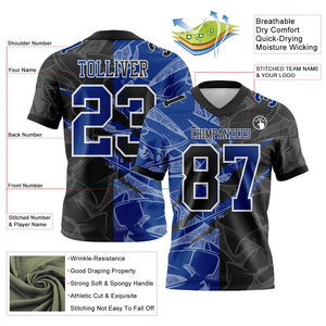 Camiseta de fútbol auténtica de malla azul y gris con diseño personalizado, camiseta de fútbol americano transpirable de edición limitada, novedad - Product Image 3
