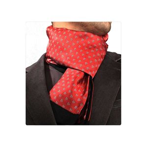 Écharpe double face en laine rouge avec fleurs argentées pour homme, taille unique - Product Image 1