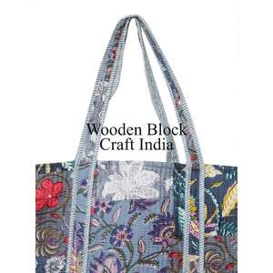 Sac fourre-tout réversible à imprimé floral magnifique, sac de shopping en coton matelassé de designer indien, sac fourre-tout imprimé populaire pour l'été pour femmes - Product Image 3