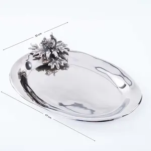 Plateau rectangulaire en aluminium poli brillant, artisanat métallique fait main, design zen asiatique, décoration de Noël, ZAHID EXPORTS - Product Image 6