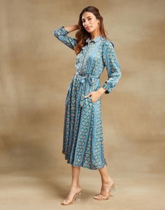 Vestido largo de algodón indio hecho a mano cintura Natural estampado Floral elegante ecológico para fiesta de verano ropa mujer Regalo de Cumpleaños Idea - Product Image 3