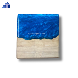 Juego de Posavasos de Resina Epoxi y Madera Natural Hechos a Mano, Estilo Río con Borde Natural Artístico, Portavasos Hecho en Vietnam - Product Image 2