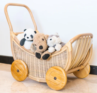 Poupée en osier naturel, landau en rotin, landau pour poupées, jouets d'enfants, poussette tissée à la main, vente en gros