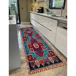Red Geometric <b>Rug</b>: Turkish Persian Design, Soft Accent <b>Rug</b>,<b>Chenille</b> <b>Rug</b> - Product Image 5