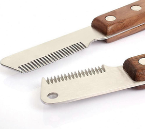 Cuchillo pelador profesional para perros para el cuidado de mascotas Border Terrier con mango de madera Todo tipo de cuchillos peladores están disponibles - Product Image 2