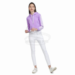 New Arrivals Plus Size V-Neck Crop Hoodie Thermal Breathable Solid <b>Pattern</b> Sweatshirt for Winter Fashionable Pullover Front Logo - Product Image 6