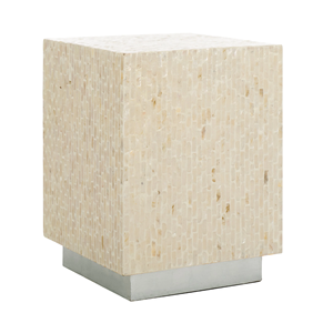 Mesa de Centro Artesanal Ecológica y Duradera con Marco de Madera de Nácar, Estilo Antiguo, Color Crema, Mueble de Lujo para Sala de Estar - Product Image 1