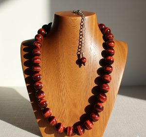 ขายดีสร้อยคอลูกปัดตาเสือสีแดงขนาด18นิ้วสำหรับทุกเพศเงิน925ล็อคมือดีไซน์เรขาคณิตแฟชั่นอินเทรนด์ - Product Image 4