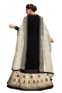 Trendmalls Femmes Ethnique Georgette Net Broderie Salwar Costume Ensemble Kurta Lehenga Dupatta (G80-Black) pour les Occasions de Mariage Tous - Product Image 2