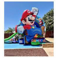 Offre Spéciale : Château Gonflable Thème Mario avec Toboggan Intégré en PVC et Vinyle, Combo Bouncer avec Souffleur