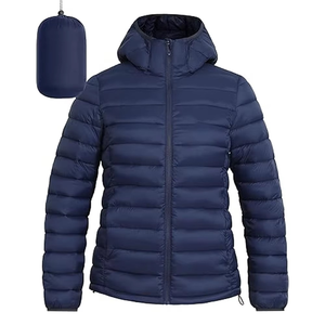 Chaqueta acolchada ligera para mujer, transpirable, cálida con bolsillos con capucha, abrigo de invierno acolchado con cremallera completa, colores personalizados, secado rápido - Product Image 3