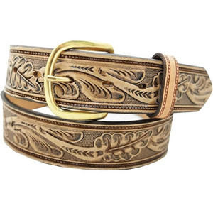 Wholesale Supply Handmade Western Leather Tooling Belt Floral Design Embossed Tooled Leather Belt for <b>Men</b> and Women All Sizes - Product Image 2