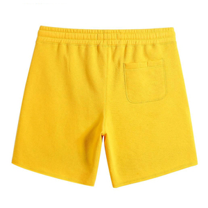 Shorts de jogging pour hommes en molleton de coton uni sur mesure, couleur jaune, taille oversize, avec taille élastique - Product Image 2