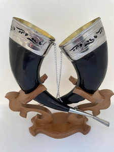 Juego de copas de vino de cuerno vikingo hecho a mano de estilo nórdico, diseño de animales pulidos, artesanías naturales, decoración del hogar, jarra de Stein para vino - Product Image 4