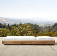 Meubles d'extérieur en teck de luxe, toutes saisons, Patio jardin, chaise longue en bois, meubles en bois de teck massif, lit de soleil en bois avec coussin