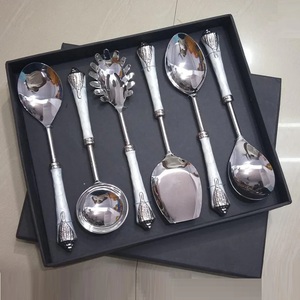 Juego de cubiertos de acero inoxidable con mango chapado en oro de lujo moderno de diseñador de hojas para fiesta, uso doméstico, juegos de cubiertos para servir - Product Image 4