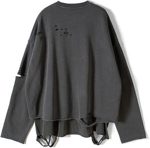 Wholesale Men Custom <b>Vintage</b> Streetwear Ripped <b>Sweatshirt</b> Street Wear Distressed Men's Hoodies <b>Sweatshirts</b> Acid Wash 100% Cotton - Product Image 2