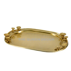 Bandeja en forma de hoja de metal y aluminio chapado en oro al por mayor para servir frutas secas y chocolate decoración del hogar - Product Image 5