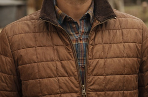 Veste matelassée vintage marron pour homme, veste d'hiver légère, vêtements de travail décontractés pour homme, fermeture éclair sur le devant, col montant - Product Image 2