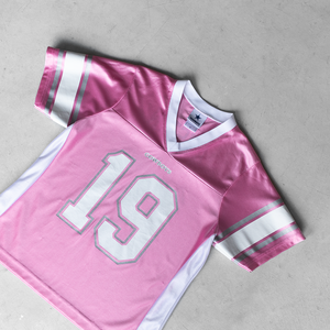 Venta al por mayor diseño personalizado totalmente sublimación impresa de gran tamaño Crop fútbol americano Retro malla Jersey estilo Streetwear - Product Image 3