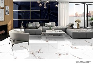 Piso de lujo esmaltado 60x120 Azulejos de porcelana Aspecto de mármol Azulejos de losa de porcelana brillante Habitación clásica Gris rústico - Product Image 6