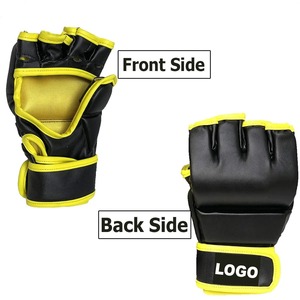 Servicio OEM Hombres Guantes MMA Pakistán Hecho Medio dedo 100% Cuero Humedad Wicking Cierre Guantes DE BOXEO - Product Image 6