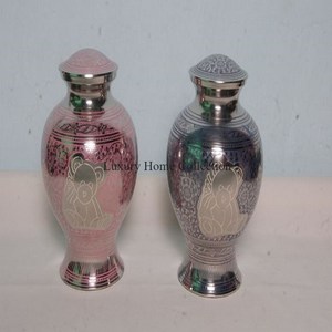 Urnas de cenizas de recuerdo de seres queridos memorables, diseño de flores y hojas de lujo modernas fundidas en aluminio plateado - Product Image 5