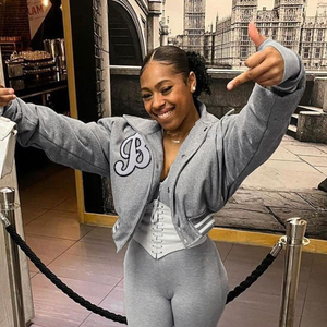 แจ็กเก็ตบอมเบอร์แจ็คเก็ตเลตเตอร์แมนสำหรับผู้หญิง2024ฤดูหนาว - Product Image 4