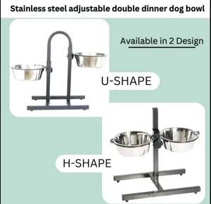 2025 Best-seller Bol élégant en acier inoxydable à double élévation pour chat et chien avec cadre en fer amovible et réglable en forme de H et de U - Product Image 5