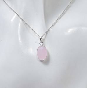 Collier pendentif en argent sterling avec quartz rose, pierre de naissance de janvier, fait main, élégant, cadeau unique pour enfants et femmes - Product Image 3
