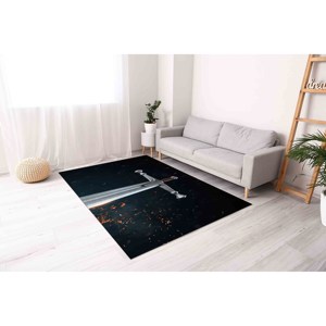 Alfombra con Diseño de Espada de Guerrero: Alfombra Moderna, Fácil de Limpiar, Alfombra Estampada, Alfombra Suave No Tejida - Product Image 2