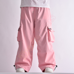 Pantalones de Nieve Rosa de Moda 2025 con Cintura Ajustable con Cordón, Bolsillos Tipo Cargo, Ventilación con Cremalleras, Polainas Internas para Botas, Opción de Logotipo Personalizado - Product Image 1