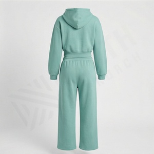 Sudadera Corta de Moda para Mujer, Estilo Informal, Gruesa, Lisa, de Gran Tamaño, con Capucha, Conjunto Deportivo, Logotipo Personalizado, Algodón Grueso - Product Image 2