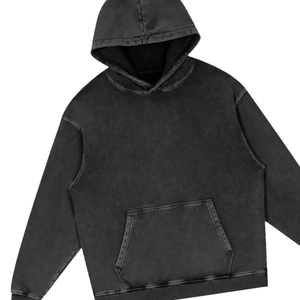 Sudadera con capucha negra lavada con ácido, ropa de calle de gran tamaño, Jersey de algodón Unisex pesado, sudadera con capucha, Top informal Vintage holgado - Product Image 5