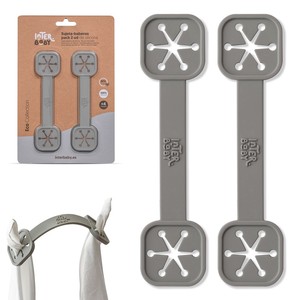 Lot de 2 supports pour bavoirs en silicone gris pétrole, pour les bébés de 0 à 12 mois - Product Image 1