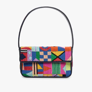 Sac à bandoulière perlé fait main, best-seller, nouveau motif géométrique multicolore en patchwork, perles de verre, pochette à rabat, sac à main pour femme - Product Image 1