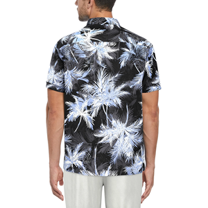 Chemise à manches courtes en lin 100% pour hommes avec design de logo personnalisé OEM Regular Fit All Over Flower Print avec col tournant Anti-Wrinkle BD - Product Image 4